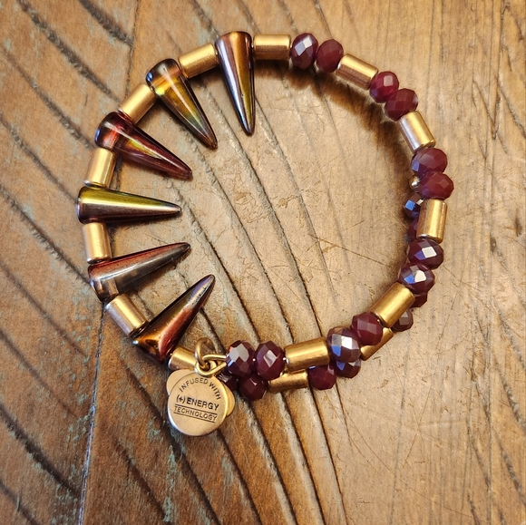 💙Host Pick! 3 piece boxed set Alex and Ani gold tone and cranberry prism - Picture 4 of 9